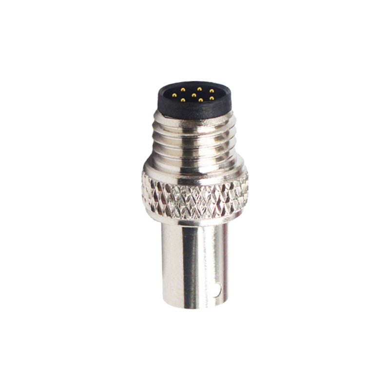 M8 8pins A code male moldable connector with shielded,brass with nickel plated screw